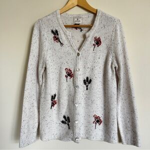Appleseeds Limited Edition Fall Autumn Women's Cream Cardigan with Floral Design